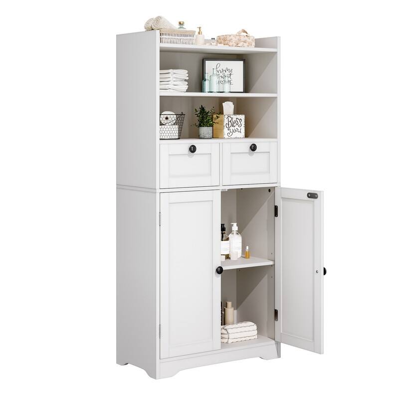 Spacious Kitchen Side Cabinet with Adjustable Shelves, Waterproof Finish & Magnetic Door Closures