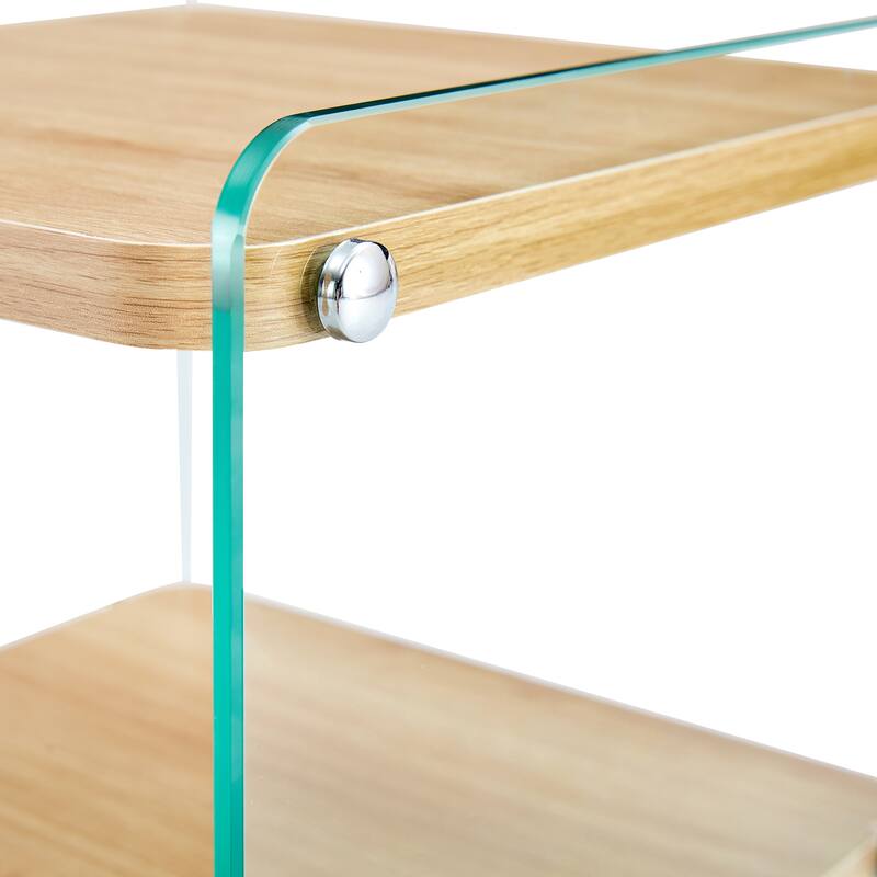 Three Layer Bedside Cabinet, With Tempered Glass On Both Side