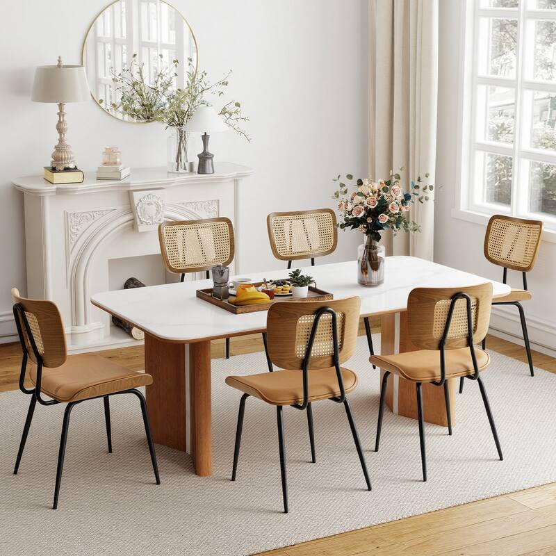 Faux Leather Upholstered Dining Chairs Set of 2/4 - 33.5"H x 19.3"W x 23"D