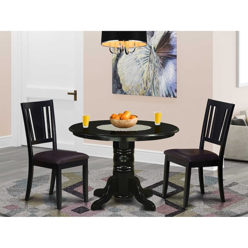 HomeStock 3-Pc Black Finish Solid Wood Top - Dining Room Set - Seats 4