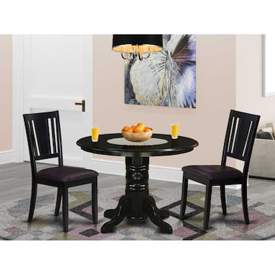 HomeStock 3-Pc Black Finish Solid Wood Top - Dining Room Set - Seats 4