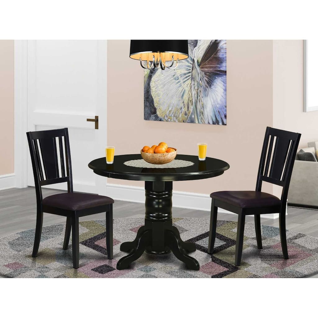 HomeStock 3-Pc Black Finish Solid Wood Top - Dining Room Set - Seats 4