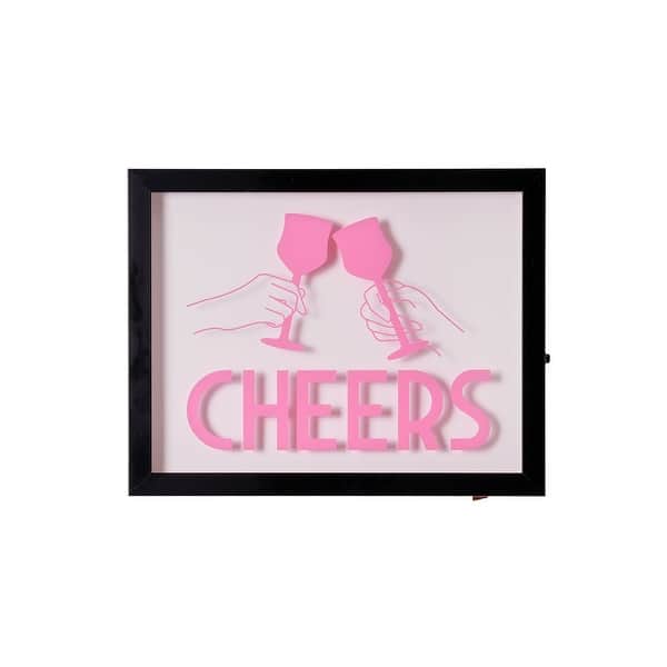 slide 2 of 8, American Art Decor Tipsy Printed Cheers LED Light Box Wall Sign - 14" x 11" x 1.6" - 14" x 11" x 1.6" Pink