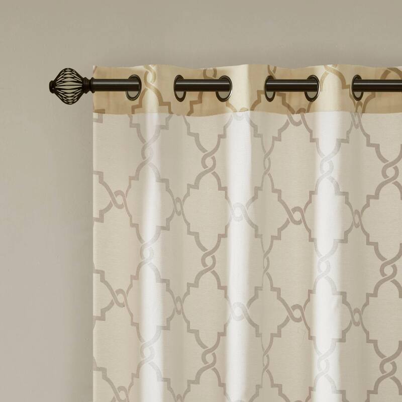 Madison Park Westmont Fretwork Print Grommet Top Window Single Curtain Panel