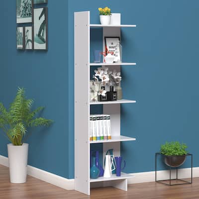 Space-Saving 5-Tier Display Bookshelf for Office and Bedroom Use - 19" x 11.5" x 63" (L x W x H)