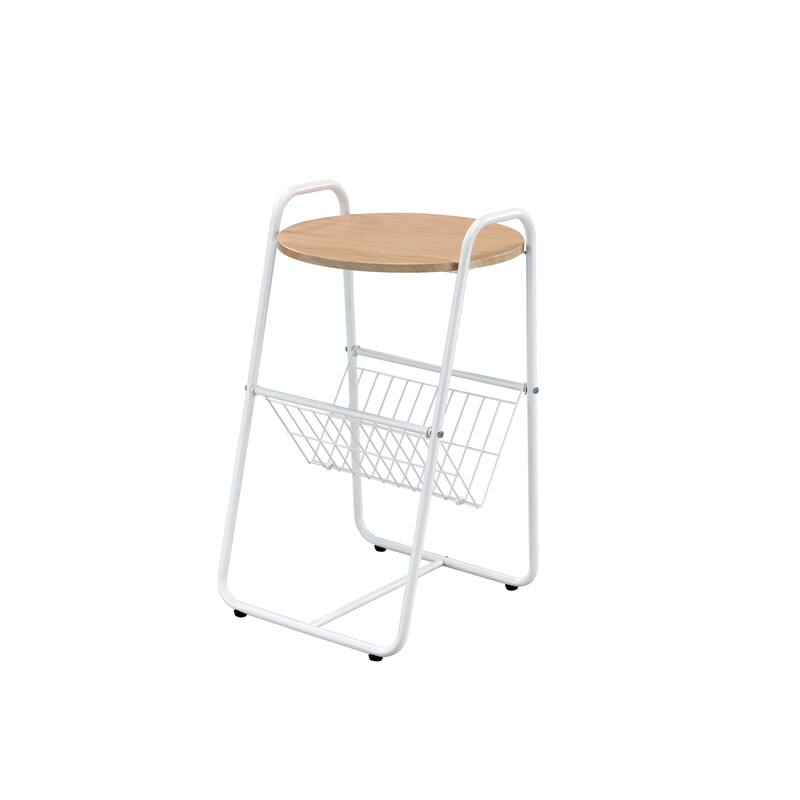 Proman Products Coto Small Magazine Side Round End Table - White