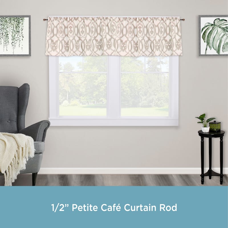 Kenney® Jillian 1/2" Petite Café Decorative Window Curtain Rod, 28-48", Brown Marble