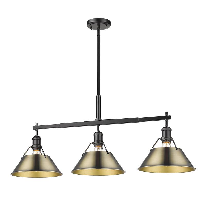 Yep by Golden Lighting Orwell 3-light Island Light in Matte Black and Aged Brass shade