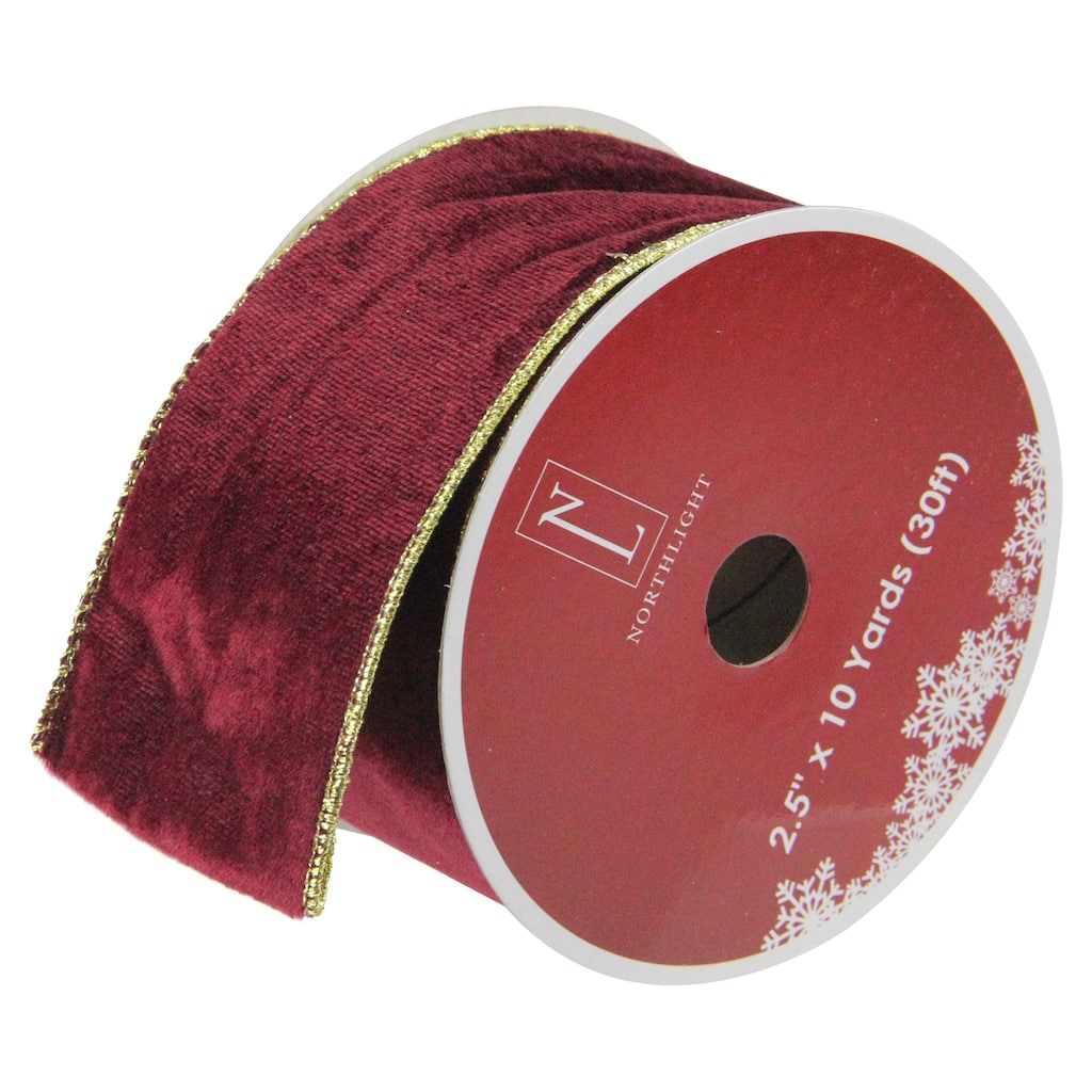 Red and Gold Wired Christmas Craft Ribbon 2.5" x 10 Yards