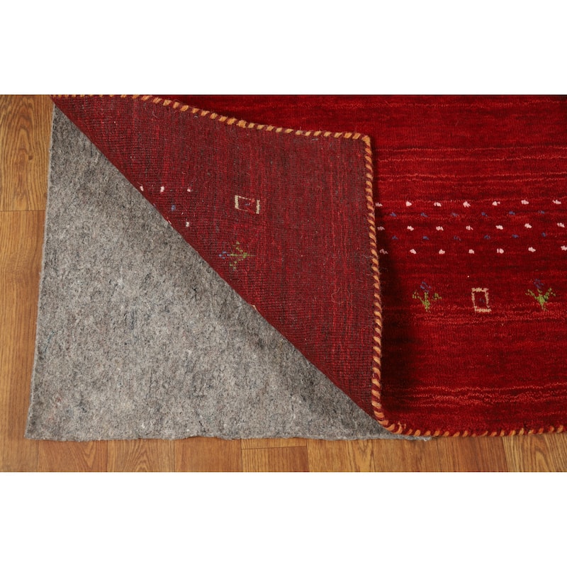 Tribal Gabbeh Indian Area Rug Handmade Modern Red Wool Carpet - 5'0" x 7'7"