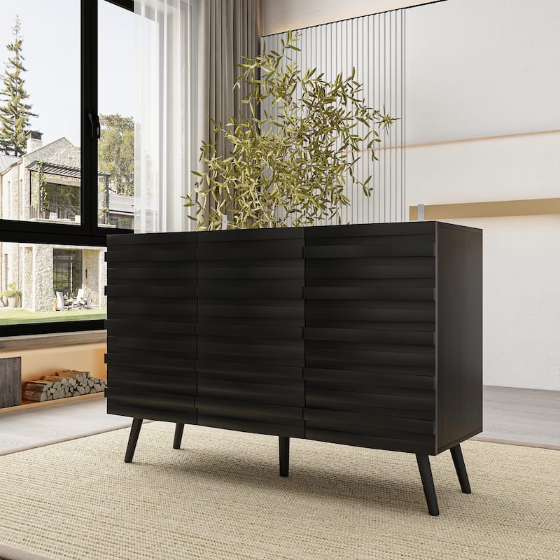 Elegant Black Buffet Cabinet Spacious Storage Organizer Dresser