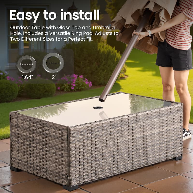 ​​OVIOS Rectangle Umbrella Coffee Table​​