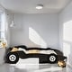 preview thumbnail 2 of 25, Unique Design Kids Furniture Full Size Race Car-Shaped Platform Bed with Kids Bed Wheels, Black