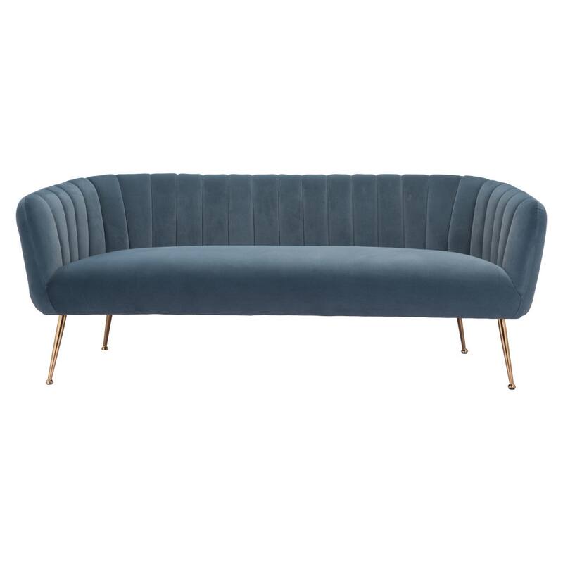 HomeRoots 70" Beige Velvet Sofa With Gold Legs