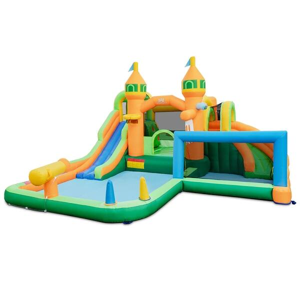 slide 2 of 9, Gymax Kids Inflatable Water Slide Park w/ Splash Pools Wet Dry Combo Kids