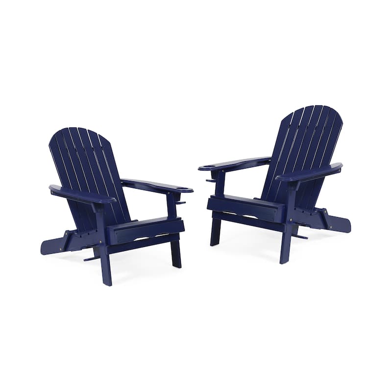 Bellwood Outdoor Acacia Wood Folding Adirondack Chairs (Set of 2) by Christopher Knight Home - Navy Blue