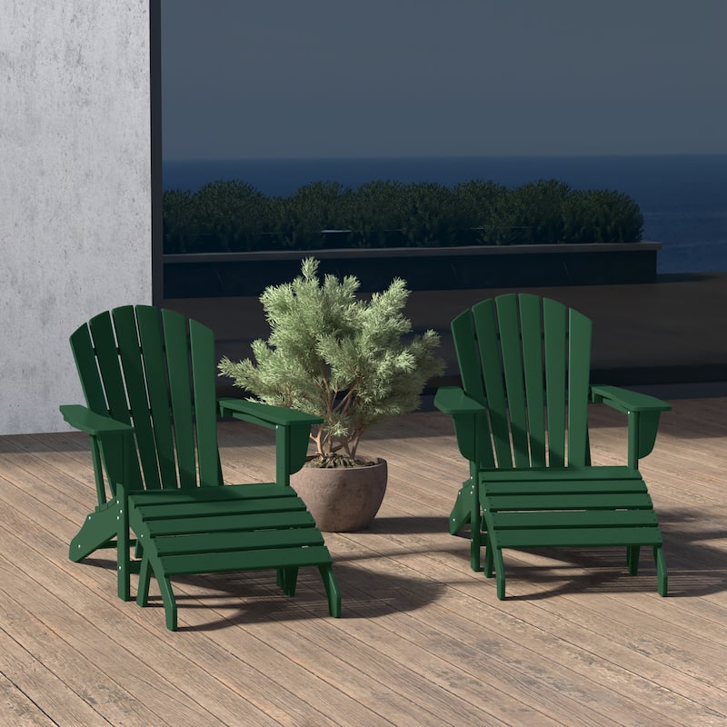 Altura Outdoor Eco-Friendly All Weather Adirondack Chairs with Ottomans (4-Piece Conversation Set)