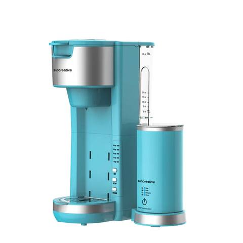 Sincreative Single Serve Coffee Maker Cappuccino Machine with Milk Frother, Blue - 4.4