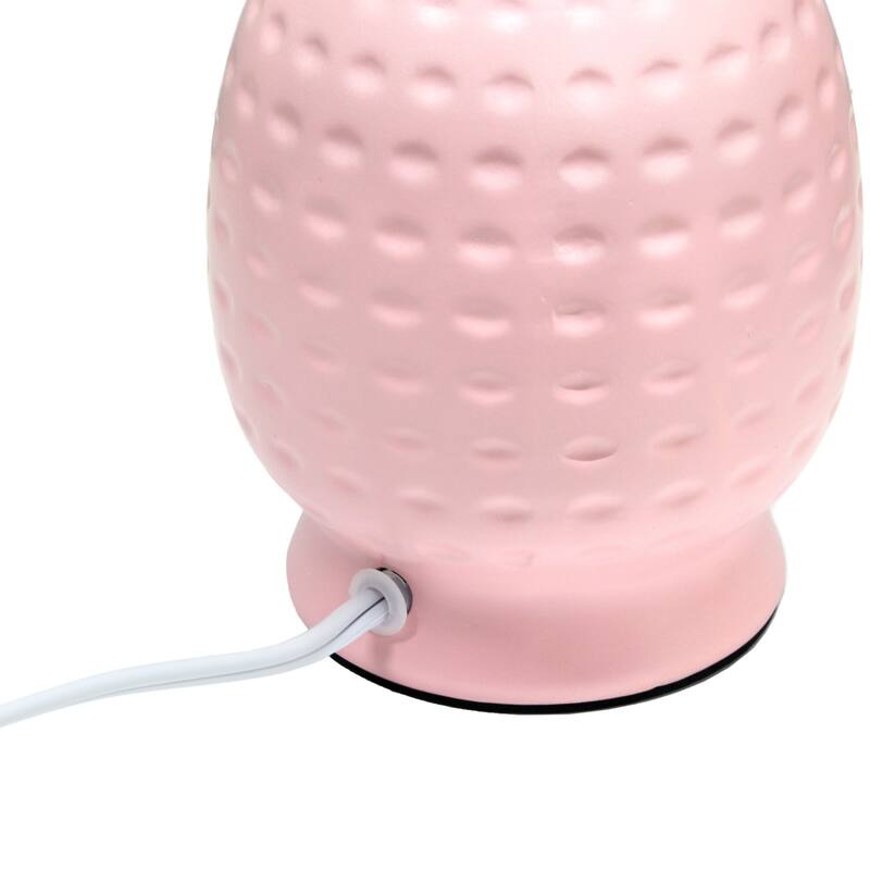 Petite Dimpled Ceramic Table Lamp with Tapered Shade - 12.5" - Pink