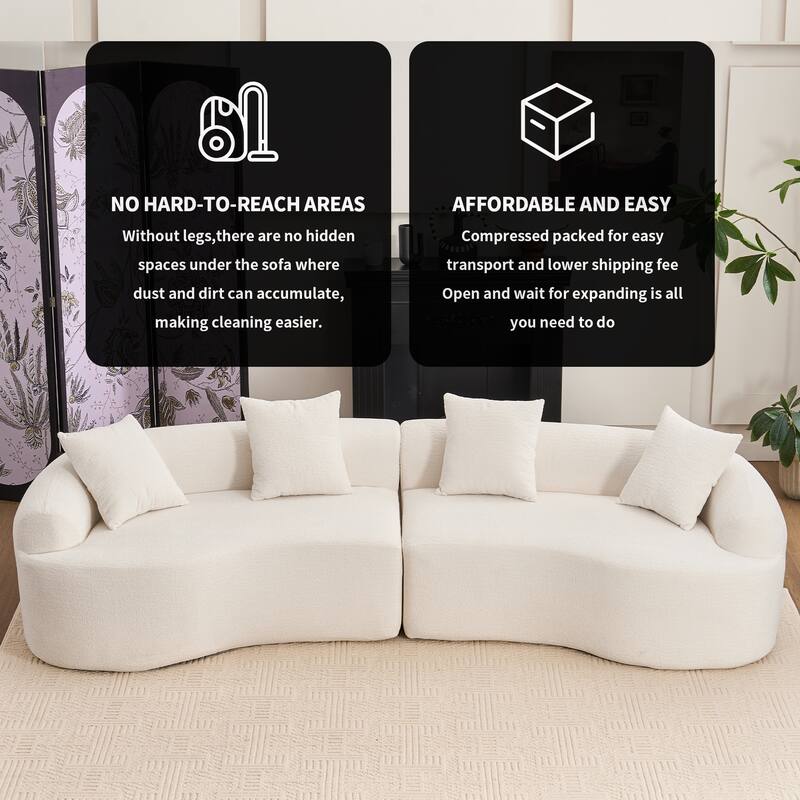 110" Foam Classic 4-Seater Sofa with 4 Pillows for Apartment