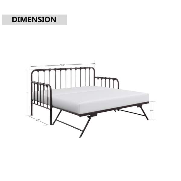 dimension image slide 1 of 3, Fremont & Park Eury Open Frame Metal Daybed with Lift-Up Trundle