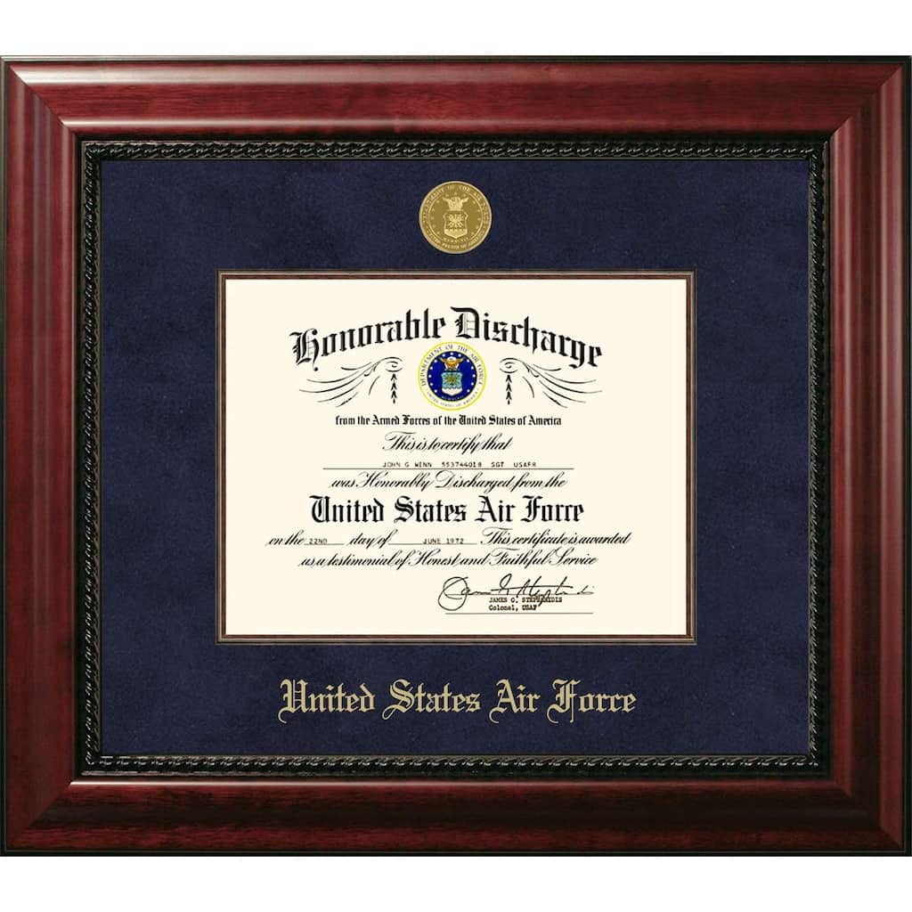 Patriot Frames Air Force 8.5x11 Discharge Executive Frame with Gold Medallion
