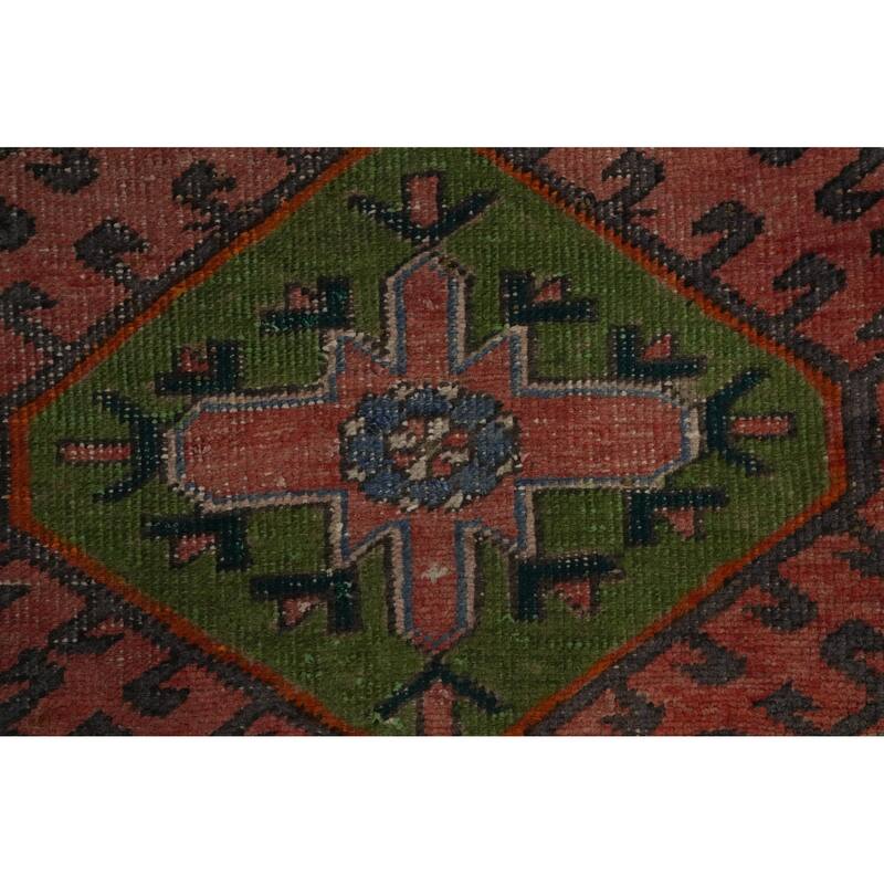 Hand Knotted Oriental 100% Wool Carpet Traditional Geometric Oranges & Rust Tabriz Runner Rug - 9' 10'' X 3' 1''