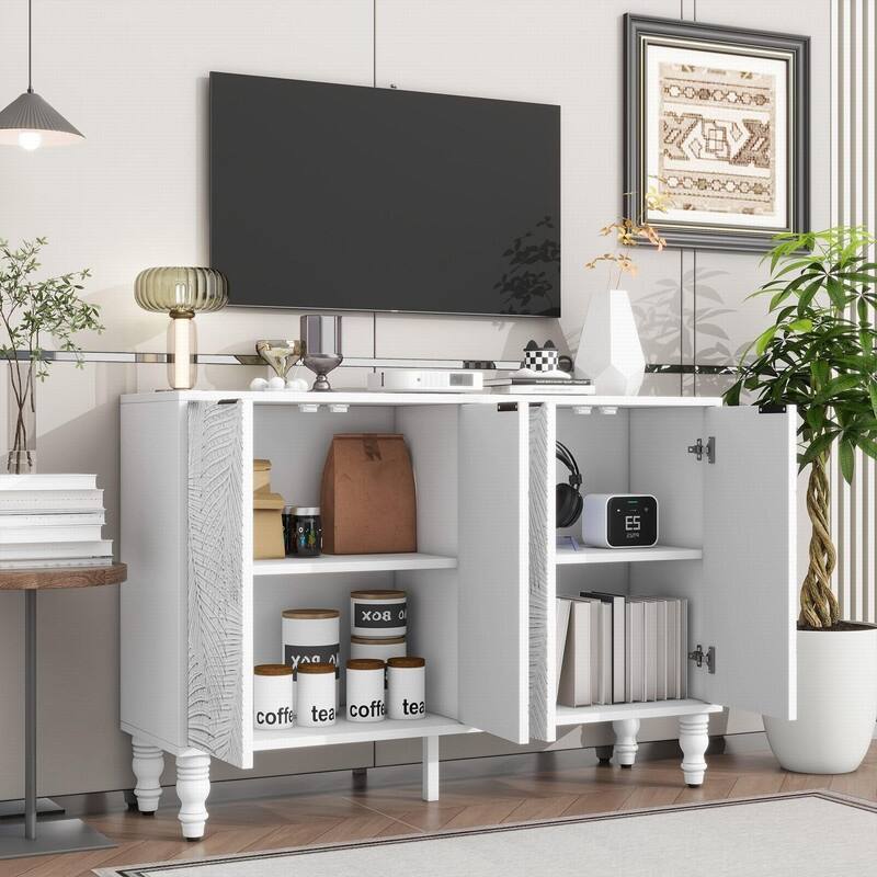 Modern TV Stand Entertainment Center with Solid Wood Legs,for TVs Up to 43"