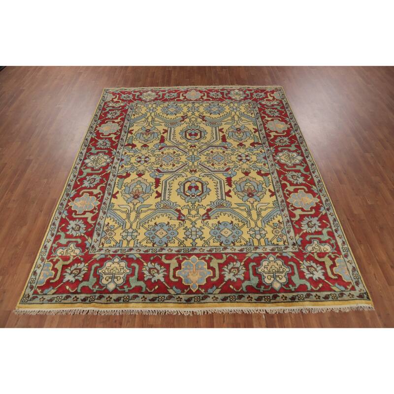 Yellow Heriz Serapi Indian Area Rug Handmade Wool Carpet - 7'11" x 9'9"