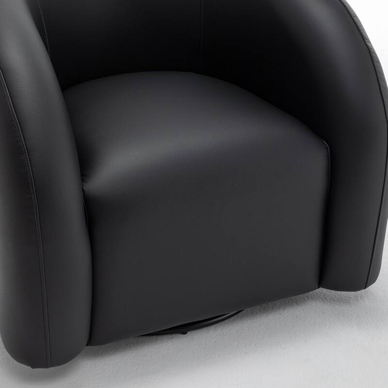 SEYNAR Modern Glam PU Leather 360 Degree Swivel Accent Armchair with Metal Base