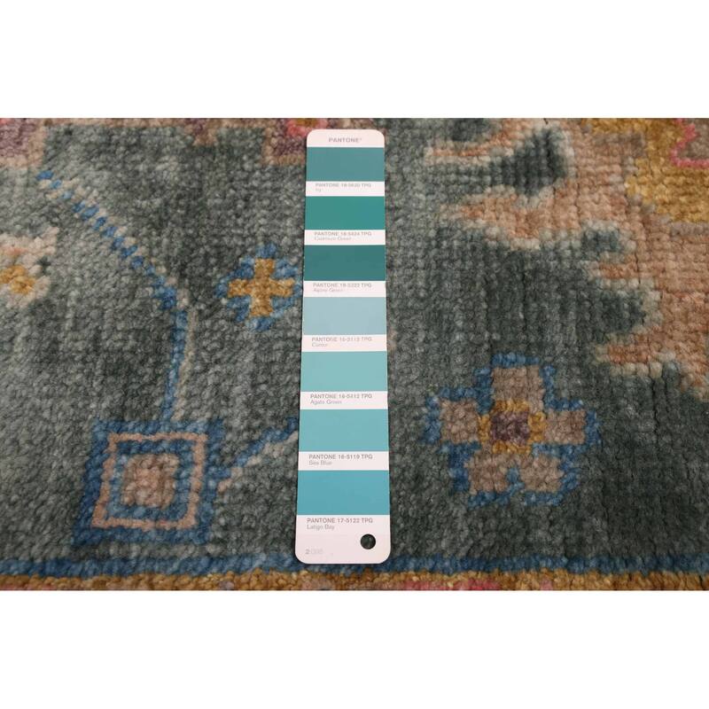 ECARPETGALLERY Hand-knotted Modern Oushak Dark Teal Wool Rug - 7'11 x 9'11