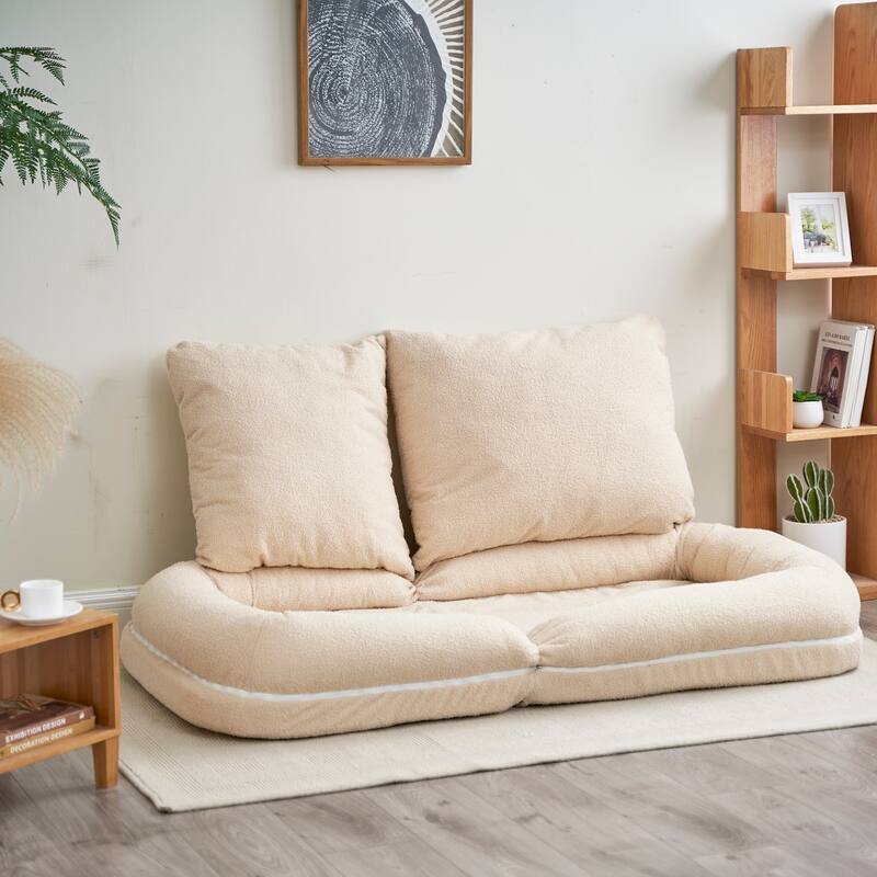 Triple Fold Sofa Bed Bean Bag Sofa Lazy Sofa with Adjustable Backrest for Living Room Bedroom