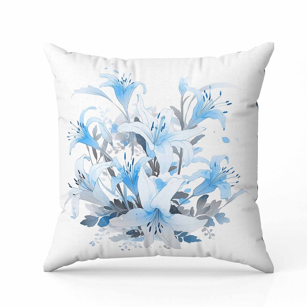Lily Mist Serenity Indoor/Outdoor Reversible Throw Pillow Blue and Grey