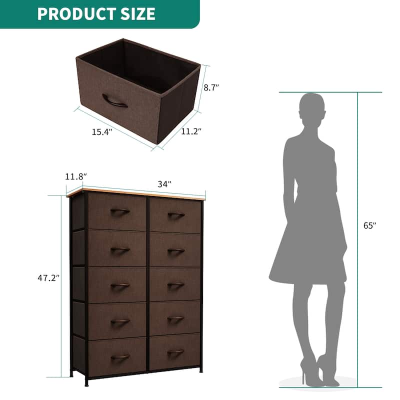 Moasis 10-drawer Bedroom Dresser Storage Tower