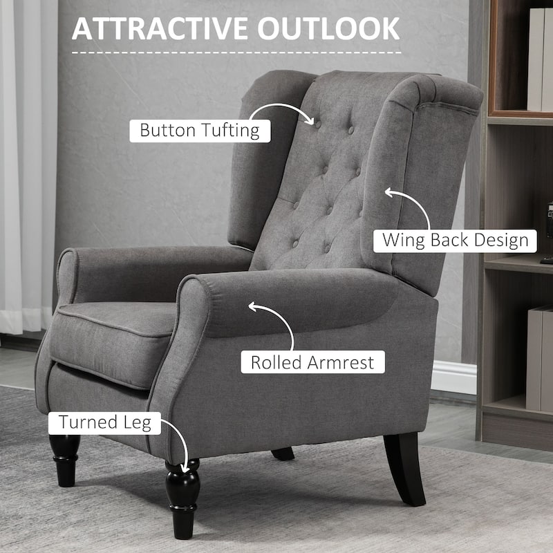 HOMCOM Copper Grove Guanta Tufted Wood Leg Accent Chair