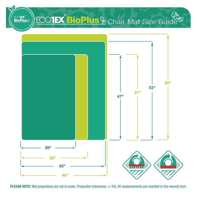 Ecotex BioPlus Chair Mat for Low / Medium Pile Carpets up to 1/2" thick - 35" x 47"