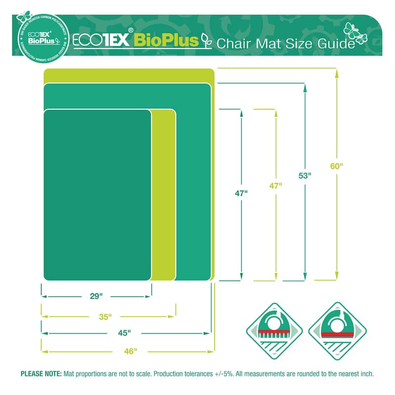 Ecotex BioPlus Chair Mat for Hard Floors - 29" x 47"