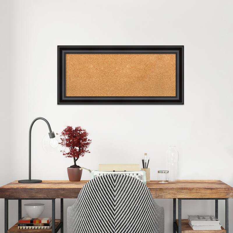 Grand Black Narrow Framed Cork Bulletin Memo Board