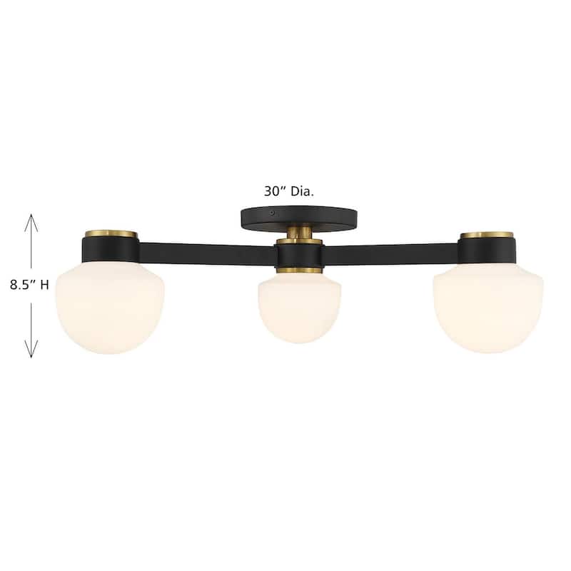 Ceiling Light in Matte Black with Natural Brass