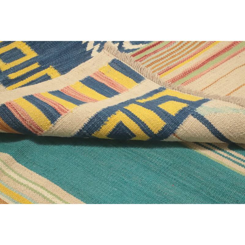 Hand Woven Oriental 100% Wool Carpet Southwestern Tribal Multi-Colored Kilim Area Rug - 5' 10'' X 4' 3''