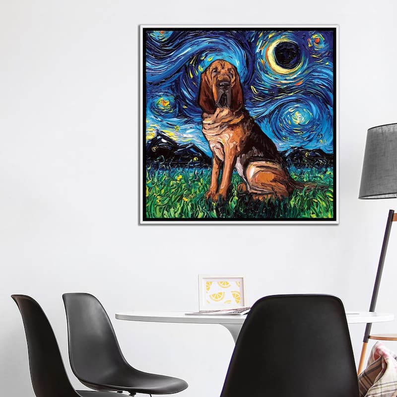 iCanvas "Bloodhound Night" by Aja Trier Framed Canvas Print