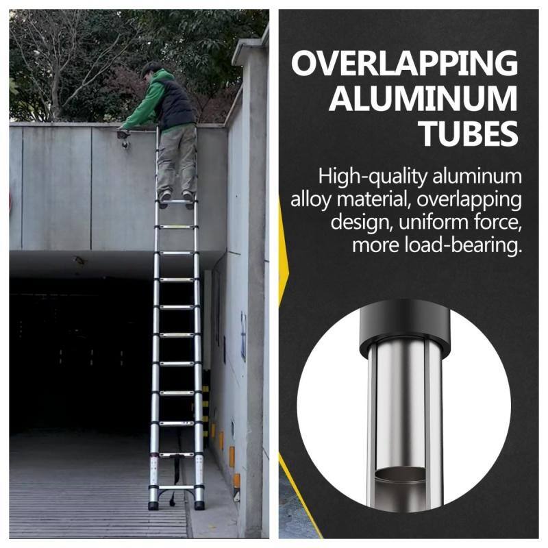4.1-Meter Telescopic Aluminum Ladder with Non-Slip Feet and Hooks