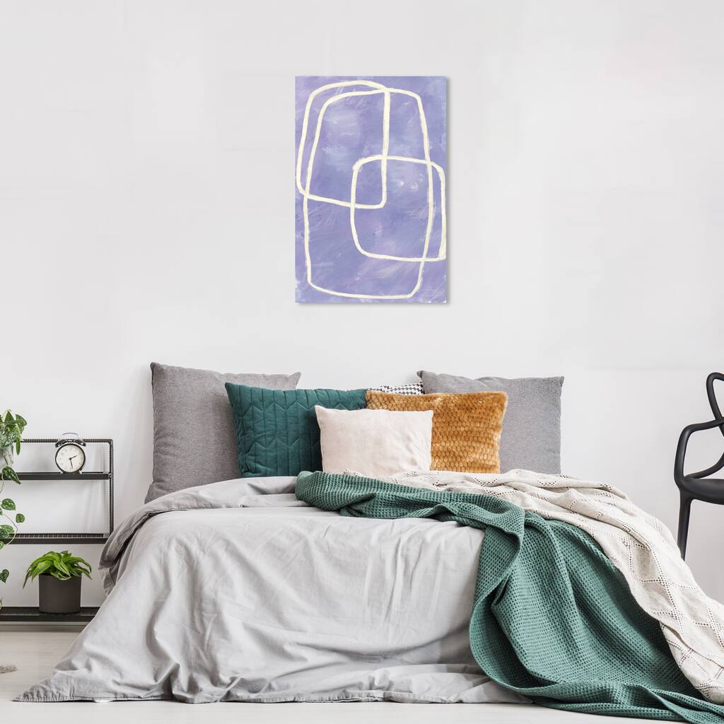 Wynwood Studio Canvas Abstract Intersect Squares Purple and Light Purple Modern & Contemporary Wall Art Canvas Print