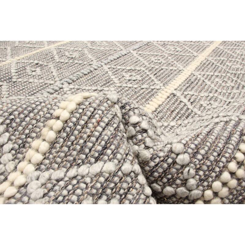 ECARPETGALLERY Braid weave Sienna Dark Grey Wool Rug - 5'1 x 7'9