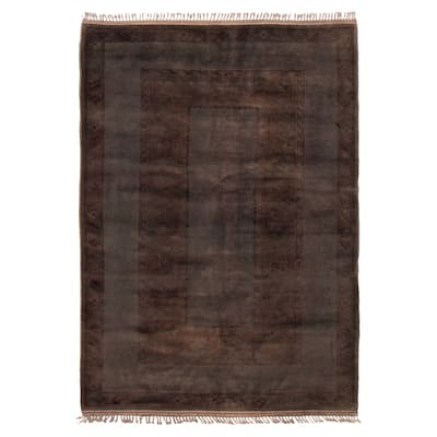 ECARPETGALLERY Hand-knotted Color Transition Dark Grey Wool Rug - 5'9 x 7'10