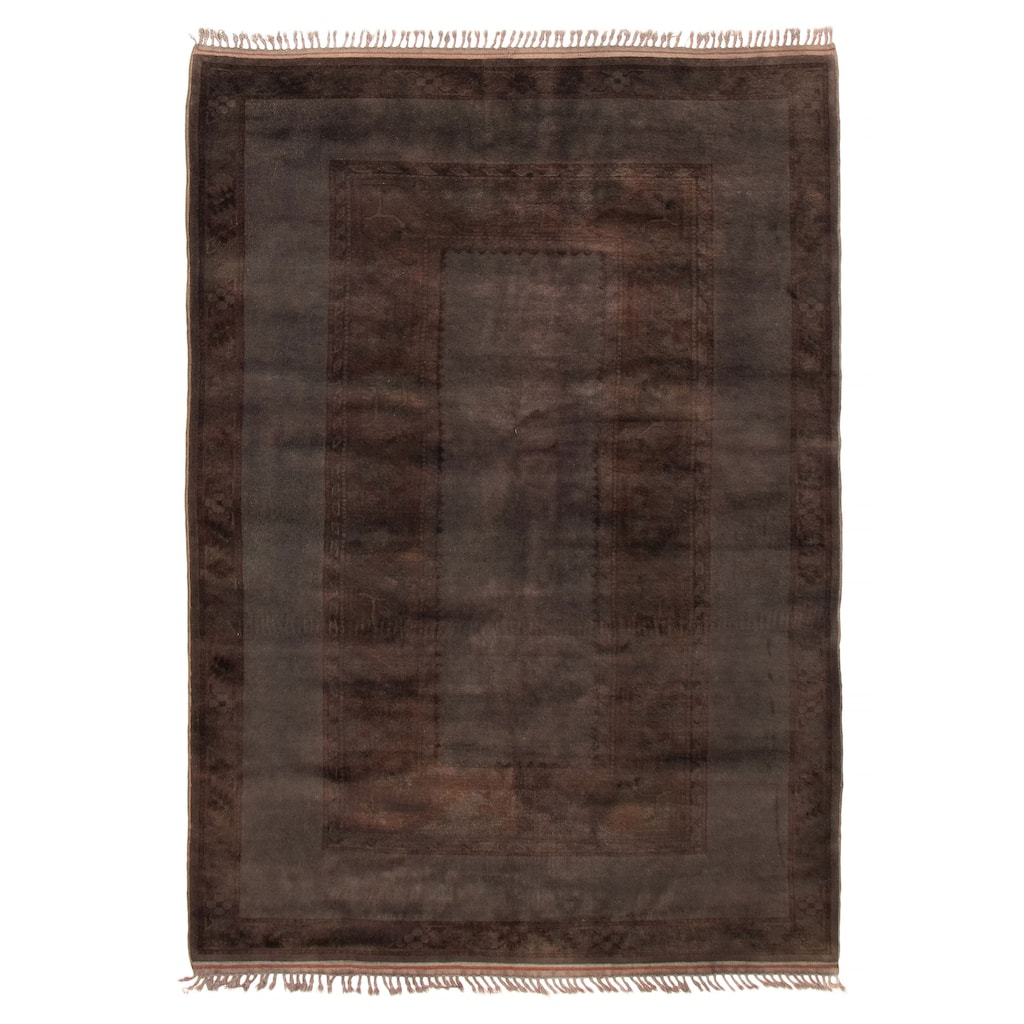 ECARPETGALLERY Hand-knotted Color Transition Dark Grey Wool Rug - 5'9 x 7'10