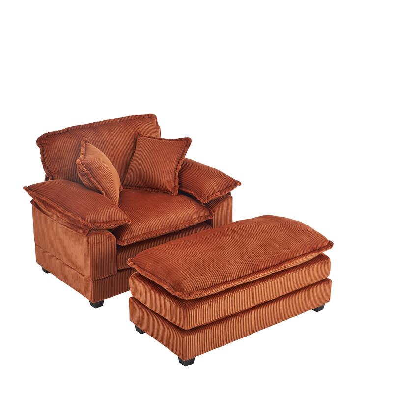 Corduroy Single Sofa With 2 Pillows