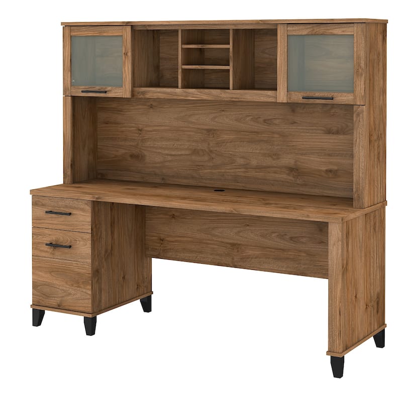 Bush Furniture Somerset 72W Office Desk with Hutch in Ash Gray