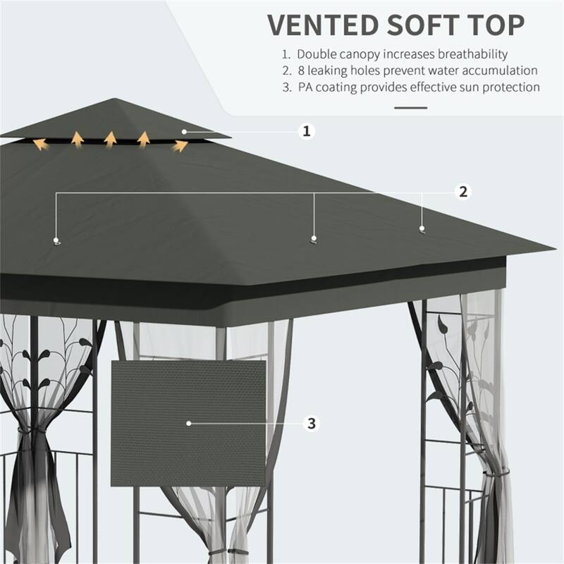 10x10 ft Outdoor Party Gazebo with Reinforced Corners and Mesh Sidewalls and UV Sun Protection - 9.8' L x 9.8' W x 9.2' H