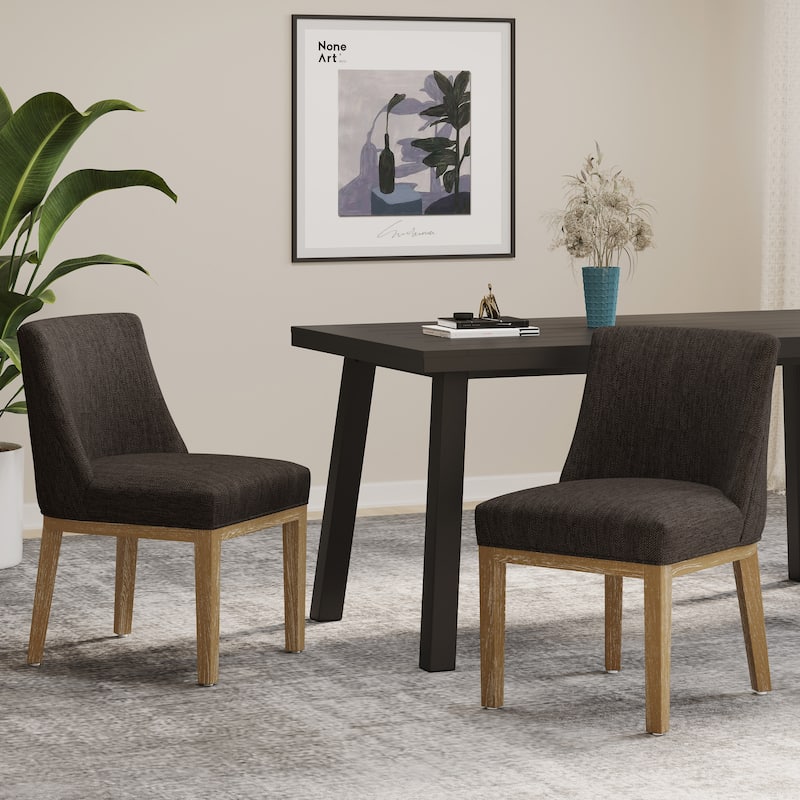Fabric Upholstered Dining Chair, Beige Finish Dining Chairs Set of 2